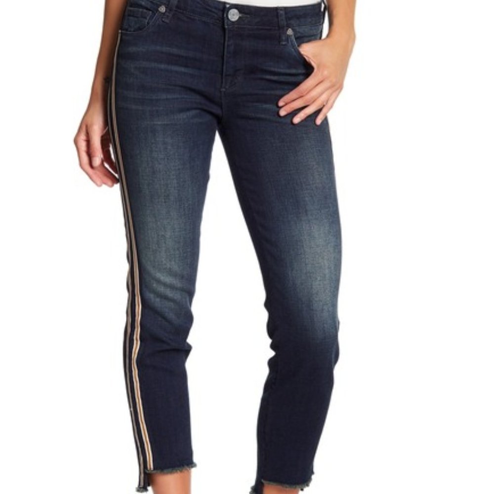 KFtK Emma Side tape Ankle Straight Leg Jeans HTF - Picture 5 of 8